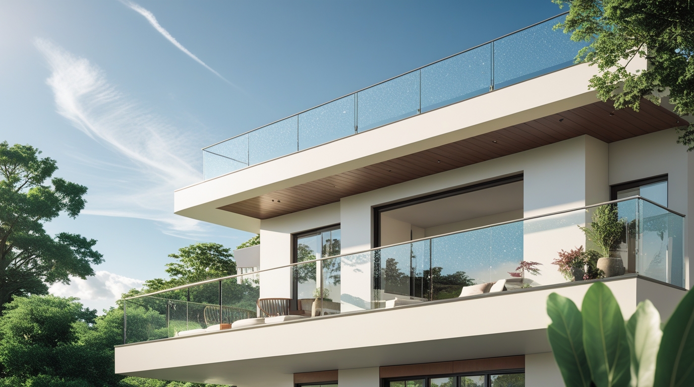 Maison moderne, garde-corps en verre